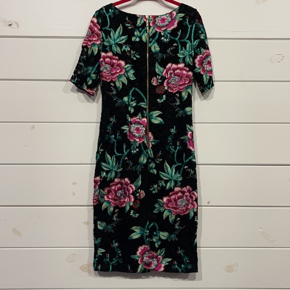 Eliza J Black Embroidered Floral Sheath Dress Size 6 - Picture 8 of 16